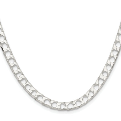 Sterling Silver Rhodium-plated D/C Square Curb Chain, 18 x 5.75mm