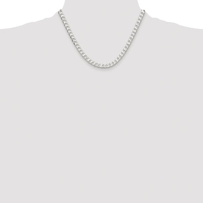 Sterling Silver Rhodium-plated D/C Square Curb Chain, 18 x 5.75mm