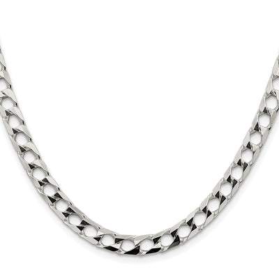 Sterling Silver Rhodium-plated D/C Square Curb Chain, 20 x 6.25mm