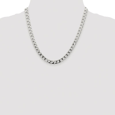 Sterling Silver Rhodium-plated D/C Square Curb Chain, 20 x 6.25mm