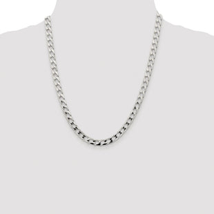 Sterling Silver Rhodium-plated D/C Square Curb Chain (Style QFOC220R-22)