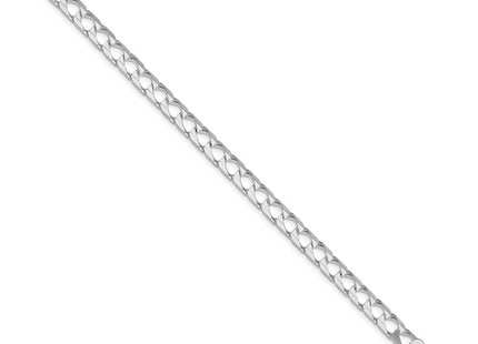Sterling Silver Rhodium-plated D/C Square Curb Chain (Style QFOC220R-8)