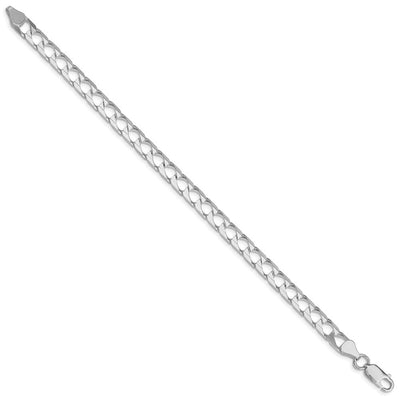 Sterling Silver Rhodium-plated D/C Square Curb Chain, 20 x 6.25mm