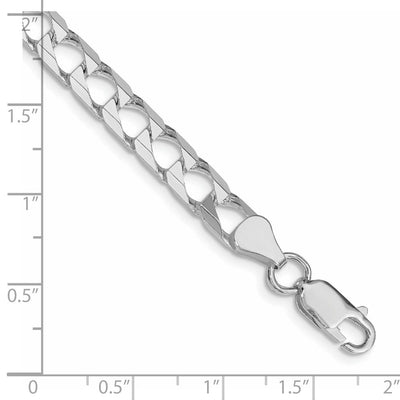 Sterling Silver Rhodium-plated D/C Square Curb Bracelet, 7 x 6.25mm