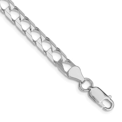 Sterling Silver Rhodium-plated D/C Square Curb Chain, 20 x 6.25mm