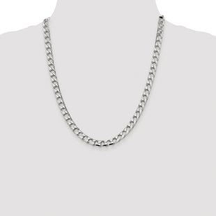 Sterling Silver Rhodium-plated D/C Square Curb Chain (Style QFOC250R-22)