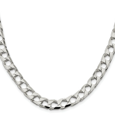 Sterling Silver Rhodium-plated D/C Square Curb Chain, 20 x 8.6mm