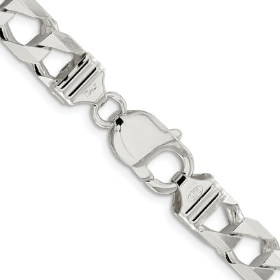 Sterling Silver Rhodium-plated D/C Square Curb Chain, 20 x 8.6mm