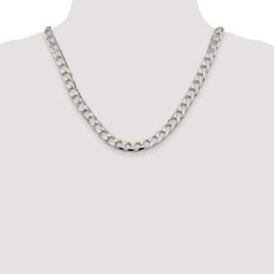 Sterling Silver Rhodium-plated D/C Square Curb Chain, 20 x 8.6mm