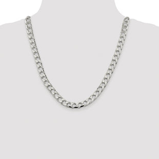 Sterling Silver Rhodium-plated D/C Square Curb Chain (Style QFOC300R-22)