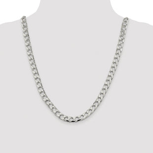 Sterling Silver Rhodium-plated D/C Square Curb Chain (Style QFOC300R-24)