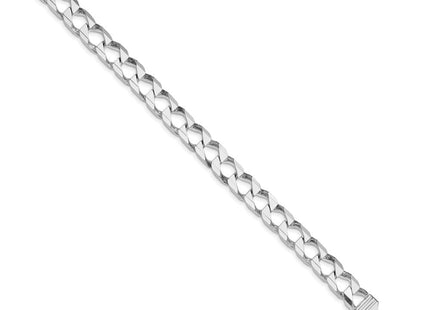 Sterling Silver Rhodium-plated D/C Square Curb Bracelet