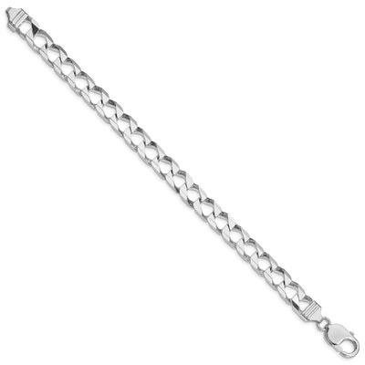 Sterling Silver Rhodium-plated D/C Square Curb Chain, 20 x 8.6mm