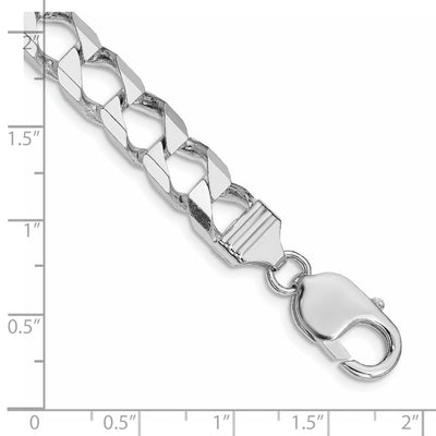Sterling Silver Rhodium-plated D/C Square Curb Bracelet, 8 x 8.6mm