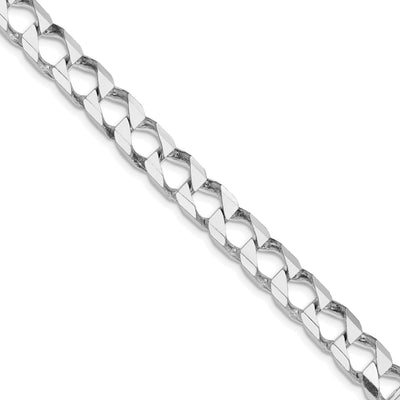 Sterling Silver Rhodium-plated D/C Square Curb Chain, 20 x 8.6mm