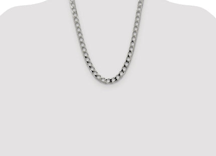 Sterling Silver Rhodium-plated D/C Square Curb Chain (Style QFOC350R-24)