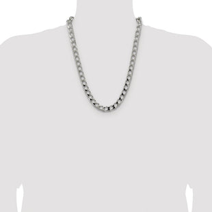 Sterling Silver Rhodium-plated D/C Square Curb Chain (Style QFOC350R-24)