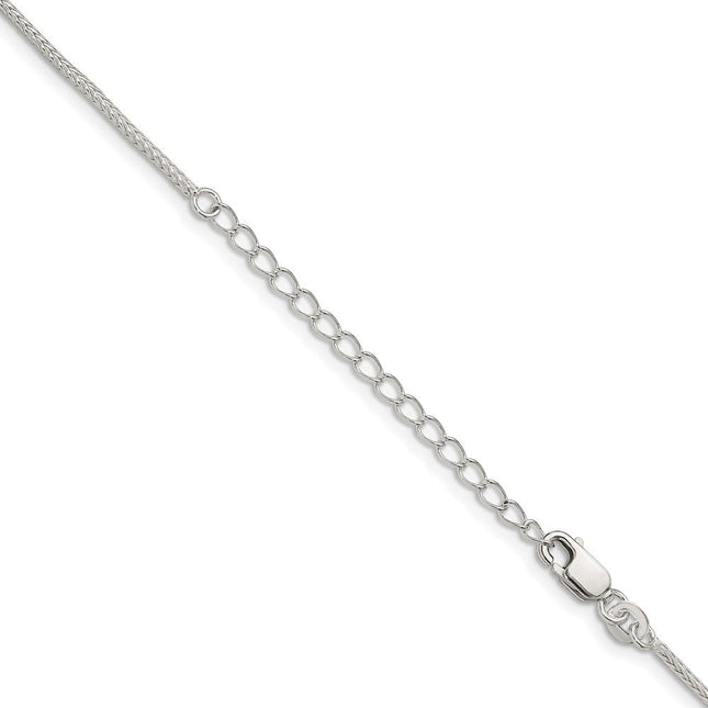 Sterling Silver Diamond-cut Round Franco Chain w/2in ext., 20 x 1.45mm