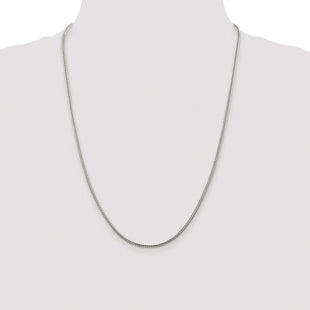 Sterling Silver Rhodium-plated Diamond-cut Round Franco Chain (Style QFR200R-24)