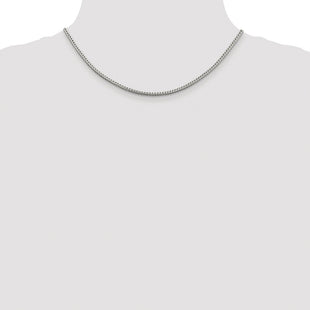 Sterling Silver Rhodium-plated Diamond-cut Round Franco Chain (Style QFR250R-16)