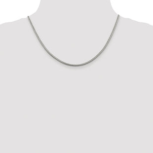 Sterling Silver Rhodium-plated Diamond-cut Round Franco Chain (Style QFR250R-18)