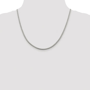 Sterling Silver Rhodium-plated Diamond-cut Round Franco Chain (Style QFR250R-20)