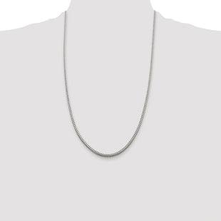 Sterling Silver Rhodium-plated Diamond-cut Round Franco Chain (Style QFR250R-26)