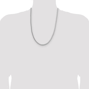 Sterling Silver Rhodium-plated Diamond-cut Round Franco Chain (Style QFR320R-24)