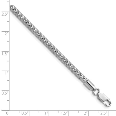Sterling Silver Rhodium-plated Diamond-cut Round Franco Bracelet, 7 x 3.4mm