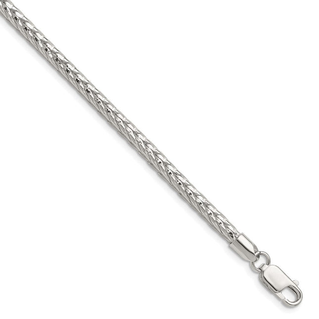 Sterling Silver Diamond-cut Round Franco Chain, 24 x 3.8mm