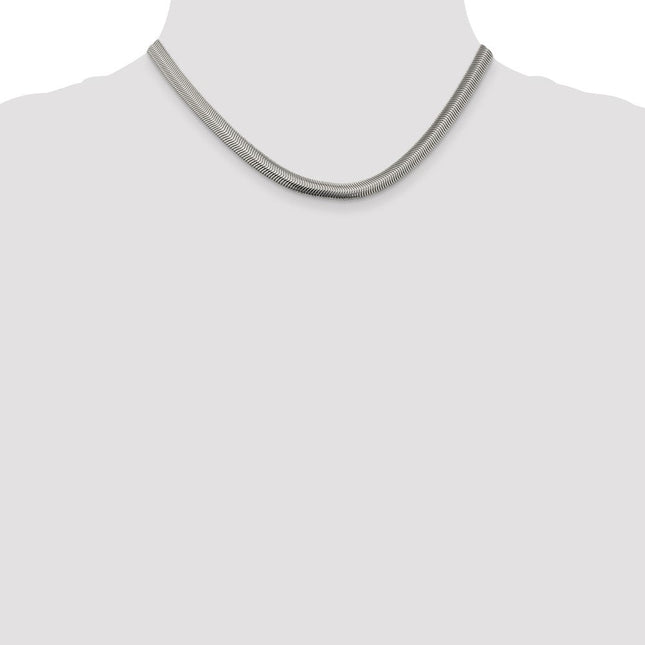 Sterling Silver Flat Oval Snake Chain, 20 x 6.25mm