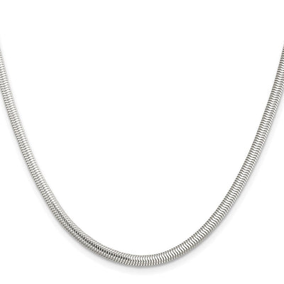 Sterling Silver 6-sided Oval Snake Chain, 30 x 5mm