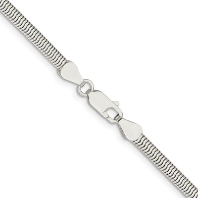 Sterling Silver 6-sided Oval Snake Chain, 18 x 3.5mm