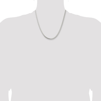 Sterling Silver 6-sided Oval Snake Chain, 18 x 3.5mm