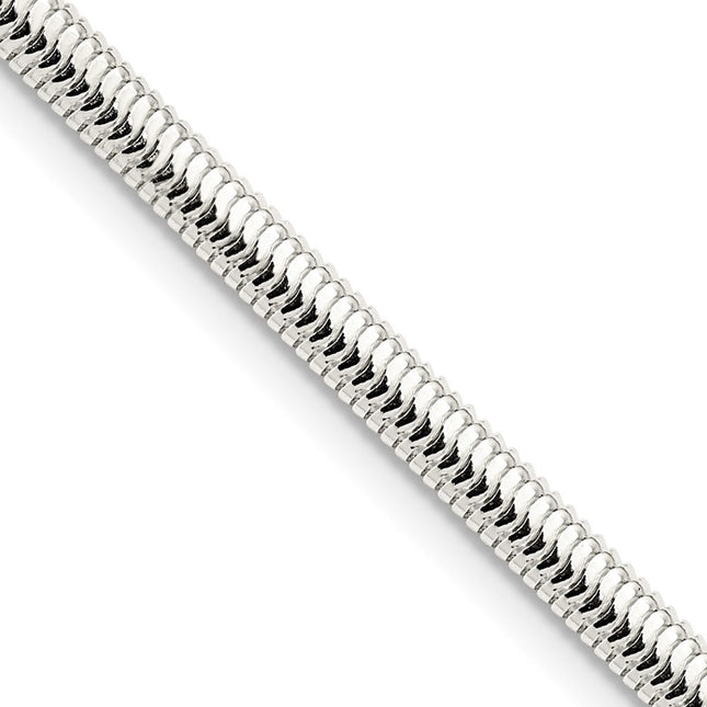 Sterling Silver 6-sided Oval Snake Chain, 30 x 5mm