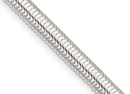 Sterling Silver 6-sided Oval Snake Chain, 30 x 5mm