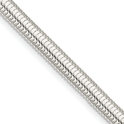 Sterling Silver 6-sided Oval Snake Chain, 30 x 5mm