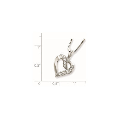 Sterling Silver Rhodium-plated Fancy CZ Open Heart Necklace