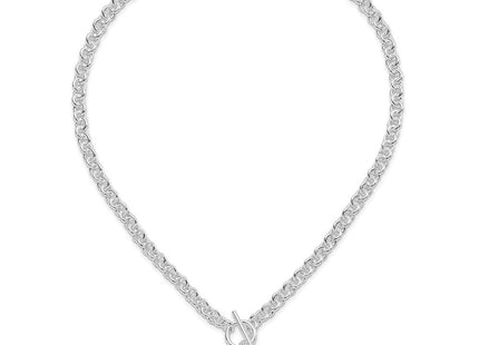 Sterling Silver RH-plated Heart Disc on Toggle 18in Bracelet