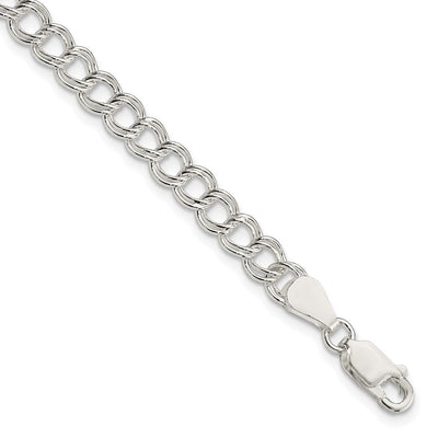 Sterling Silver Solid Double Link Charm Child's Bracelet