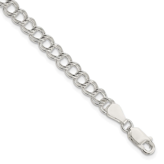 Sterling Silver Solid Double Link Charm Child's Bracelet