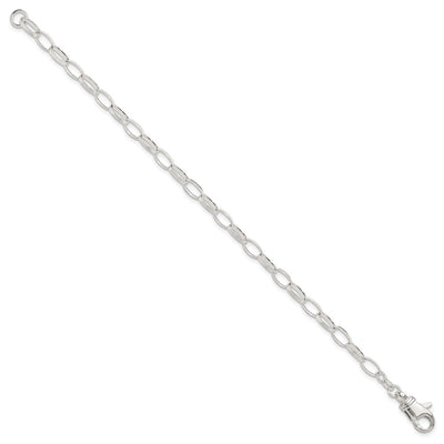 Sterling Silver Solid Polished Fancy Link Anklet, 9 x 5mm