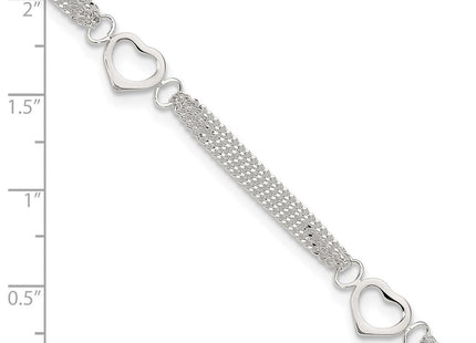 Sterling Silver Polished Heart Anklet