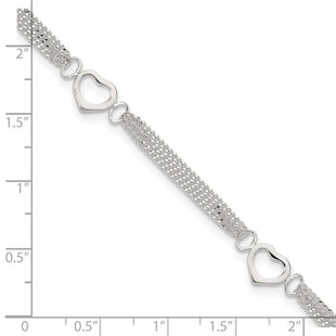 Sterling Silver Polished Heart Anklet