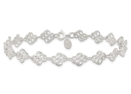 Sterling Silver Fancy Polished Anklet (Style QG1239-9)