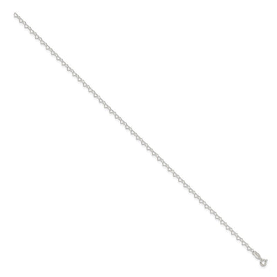Sterling Silver Fancy Heart Link 9in. Anklet, 9 x 3.5mm