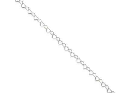 Sterling silver heart anklet, alternate view