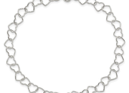 Sterling Silver Fancy Heart Link Anklet (Style QG1346-10)