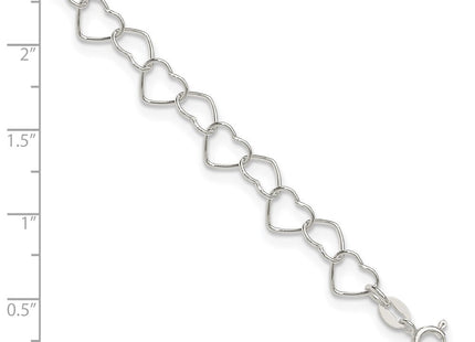 Sterling silver heart anklet, further view