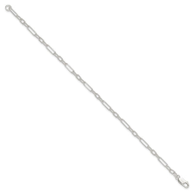 Sterling Silver Fancy Link Anklet, 10 x 4mm